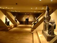Museum interior with statues