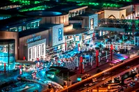 Illuminated mall exterior