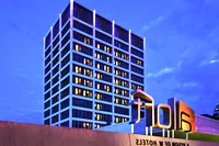 Illuminated modern hotel