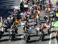 Motorcycle rally procession