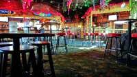 Interior do bar com tema tropical